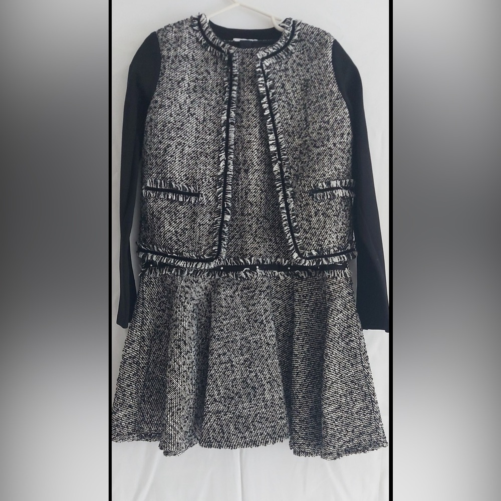 Mayoral - Girl’s Chic Black and White Tweed Dress with Jacket